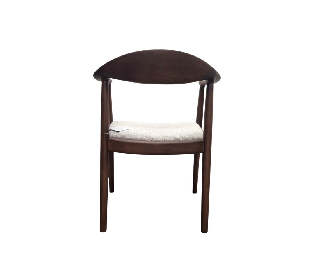 Ferno Walnut Dining Chair in Oatmeal Boucle – Wooden Frame Upholstered Seat