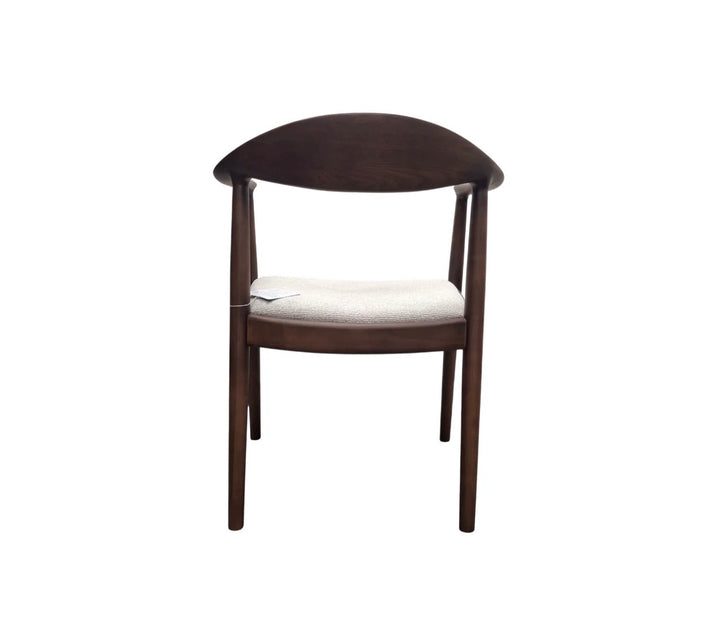 Ferno Walnut Dining Chair in Oatmeal Boucle – Wooden Frame Upholstered Seat