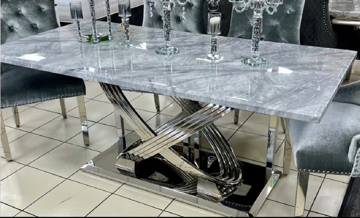 160cm Rose Grey Marble Dining Table