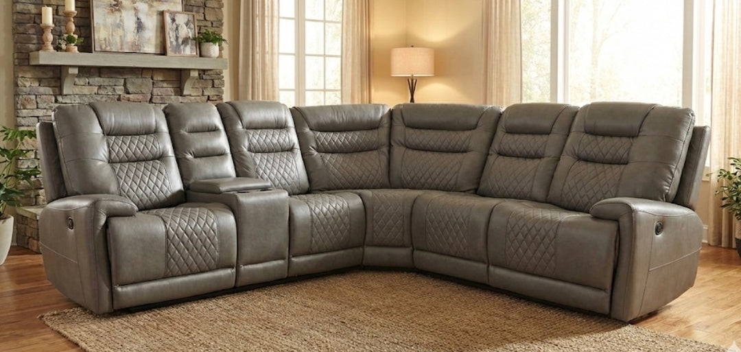 Modern Electric Recliner Sofa in Dark Grey – USB Ports, LED Lights & Cup Holders