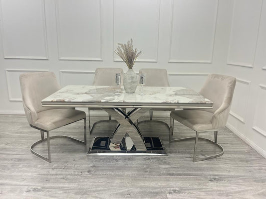 1.8M Milan Dining Table With Chelmsford Velvet Dining Chair