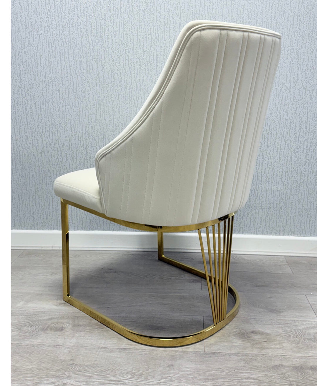Pair Of 2 Milan Cream And Gold Dining Chair