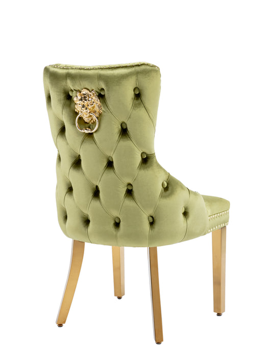 Victoria Dining Chair Green & Gold Dining
