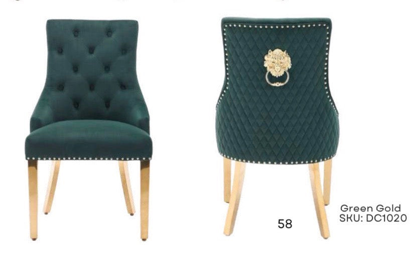 Majestic Green And Gold Lion knocker chairs