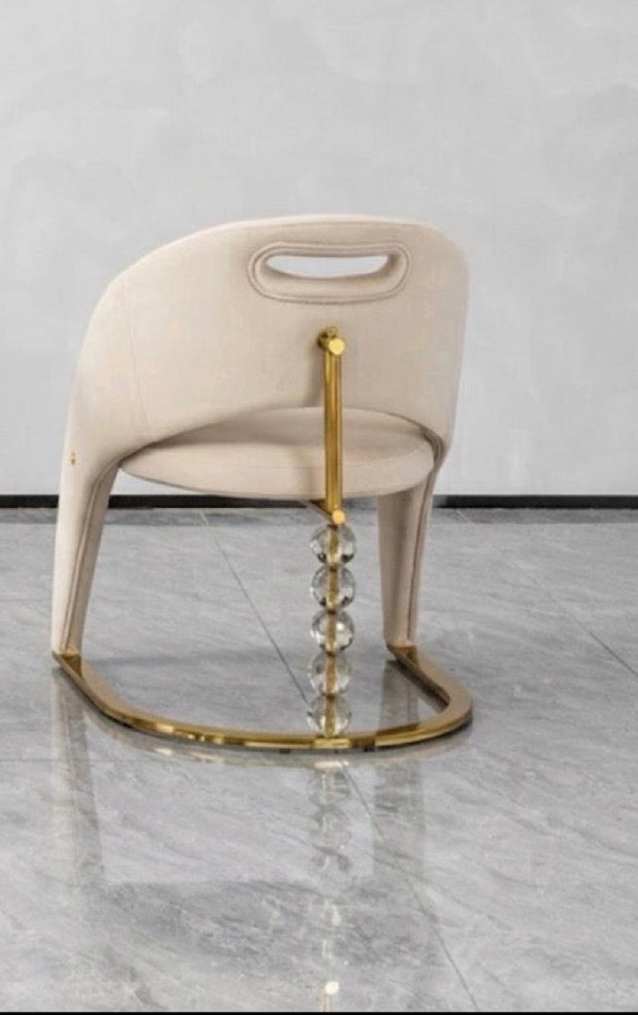 130cm Chelsea Round Dining Table with Rome Crystal Chairs – Cream & Gold | Luxury Dining Set