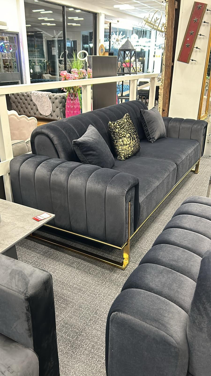 Milan Black & Gold 3+2 Sofa