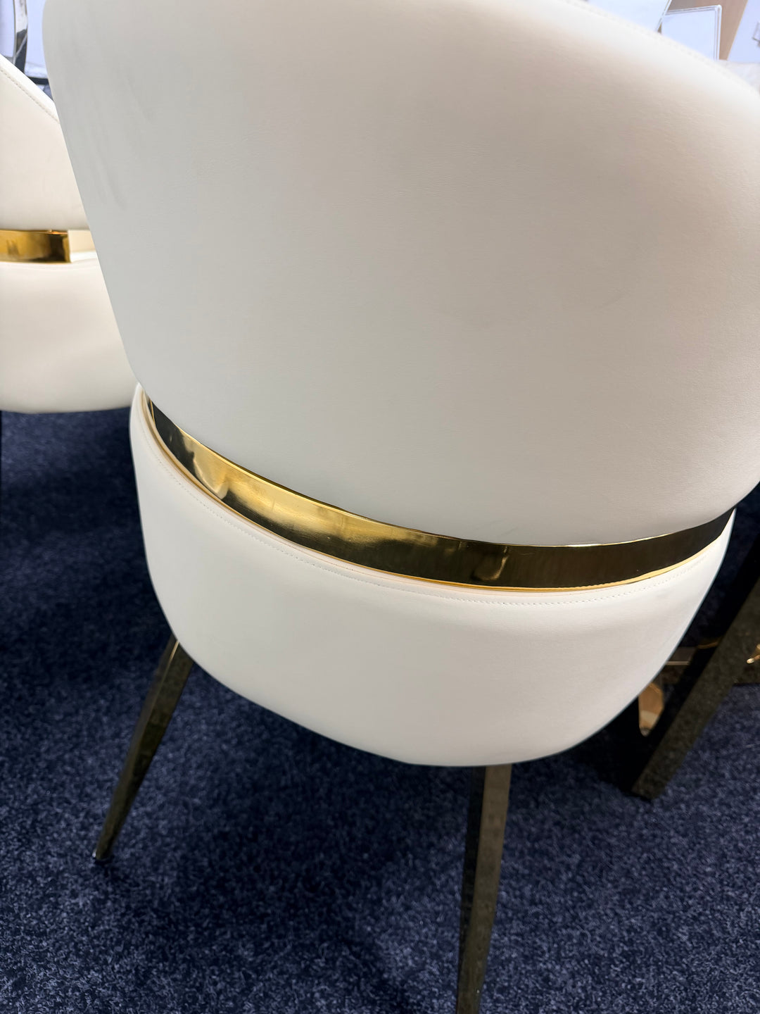 Madrid 180cm Gold Dining Table with Gold Leather Dining Chairs | Luxury Dining Set