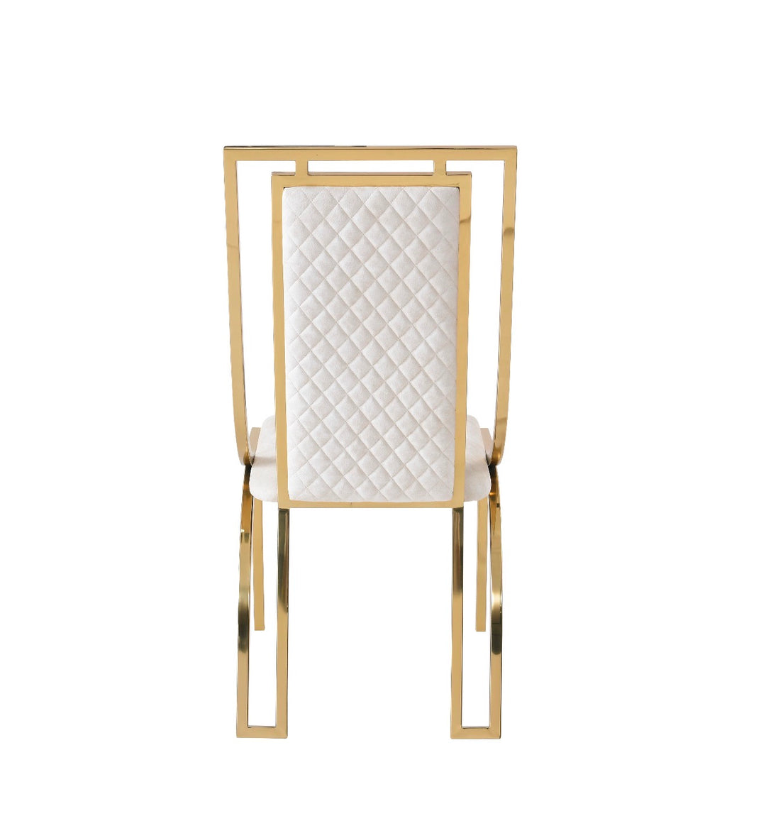 Rose Marble Dining Table Cream And Gold + Chealse Cream And Gold Dining Chairs