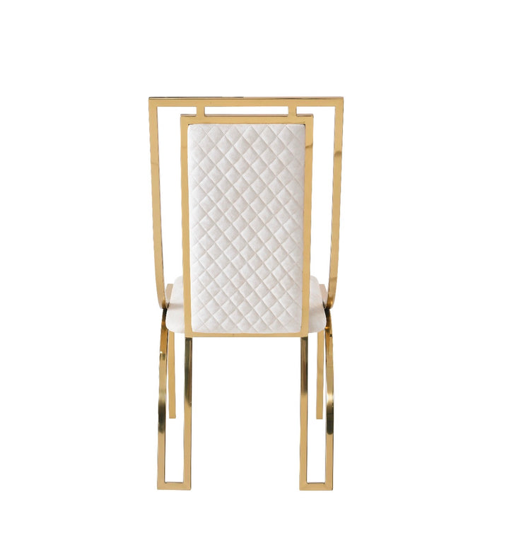 Rose Marble Dining Table Cream And Gold + Chealse Cream And Gold Dining Chairs