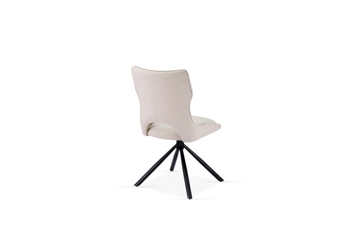 Alasgar Marble Dining Table 160cm White & Cream Pedestal Table with Roseland Beige 360 Swivel Chair Velvet Swivel Chairs Dining Set