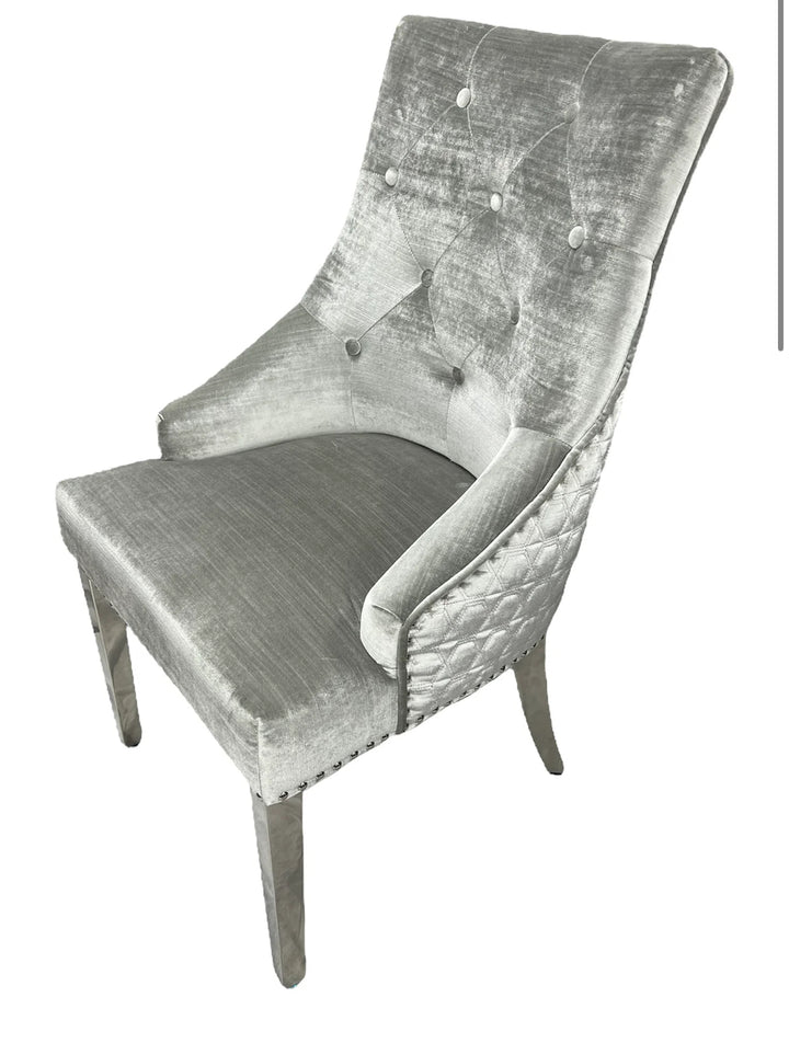 Pair of 2 Majestic Dining Chairs Silver Light Grey