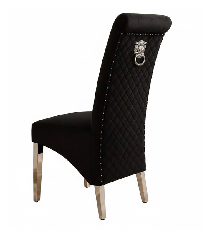 Pair Of 2 Sofia Dining Chair  Black Lion Knocker