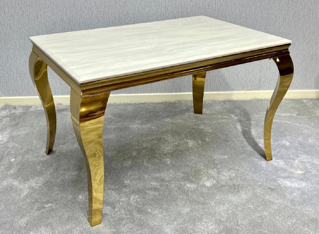 160cm Louise Table cream and Gold + 4 Samantha cream & Gold chair