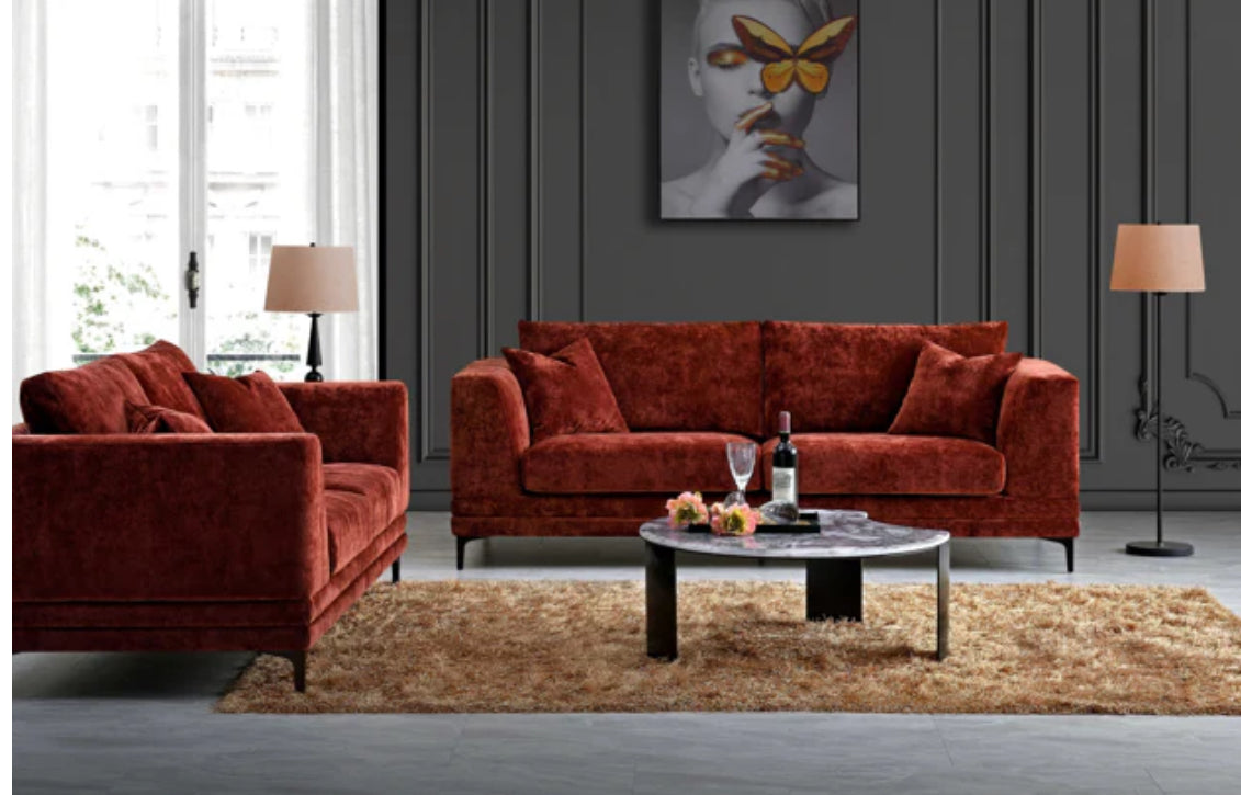 Lenox Sofa Range in Rust Velvet 3+2