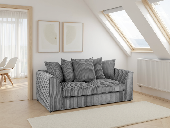 Harley Jumbo Sofa Grey 3 Seater