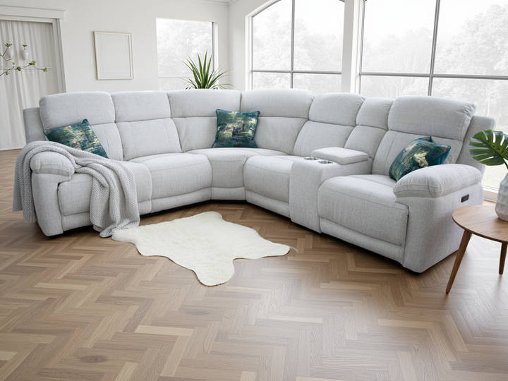 Owen Electric Recliner Sofa Beige Large Corner