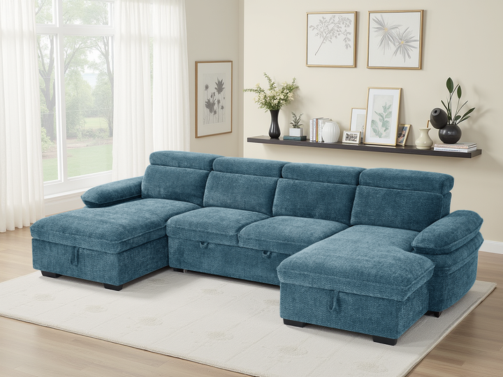 Hudson Sofabed Blue U Shape Corner