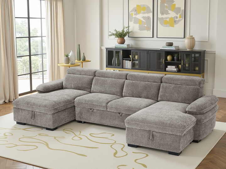 Hudson Sofabed Grey U Shape Corner