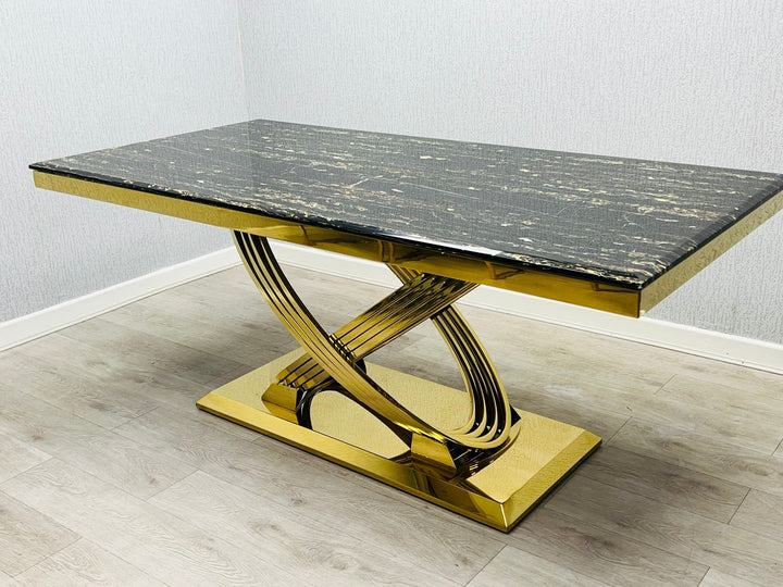 Rose 1.8M Cream And Gold Marble Dining Table Only