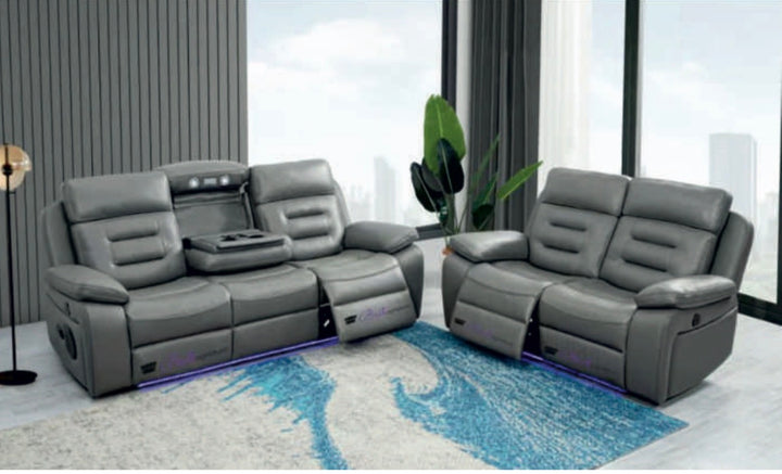 3 Seater Recliner Sofa - 2 Seater Electric Recliner Sofa - Speaker - Cup holder - LED Light - USB Port-Electric Recliner - Grey Recliner Sofa 