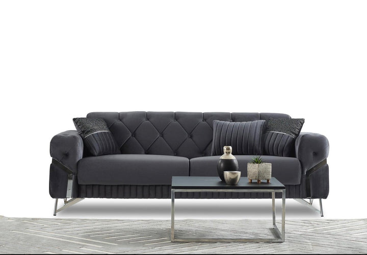 Marbela Dark Grey Turkish Sofa Bed Set – 3 Seater & 2 Seater – UK Living Room Furniture