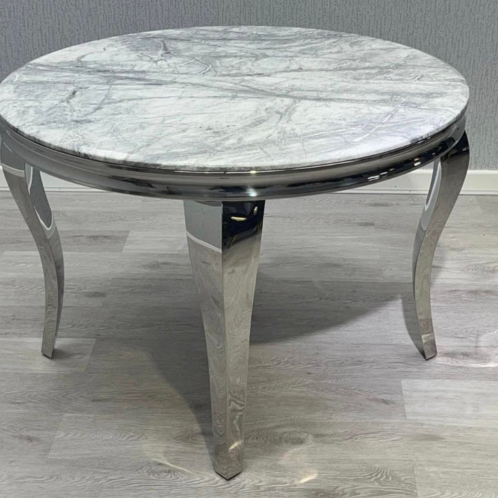 Louise 110cm Round Light Grey Marble Dining Table