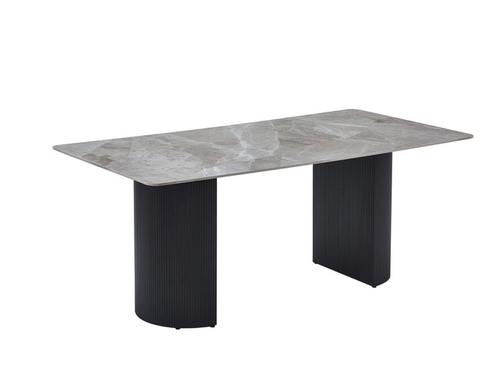 Olympia 160cm Grey Ceramic Marble Dining Table & 4 Grey Velvet Chairs