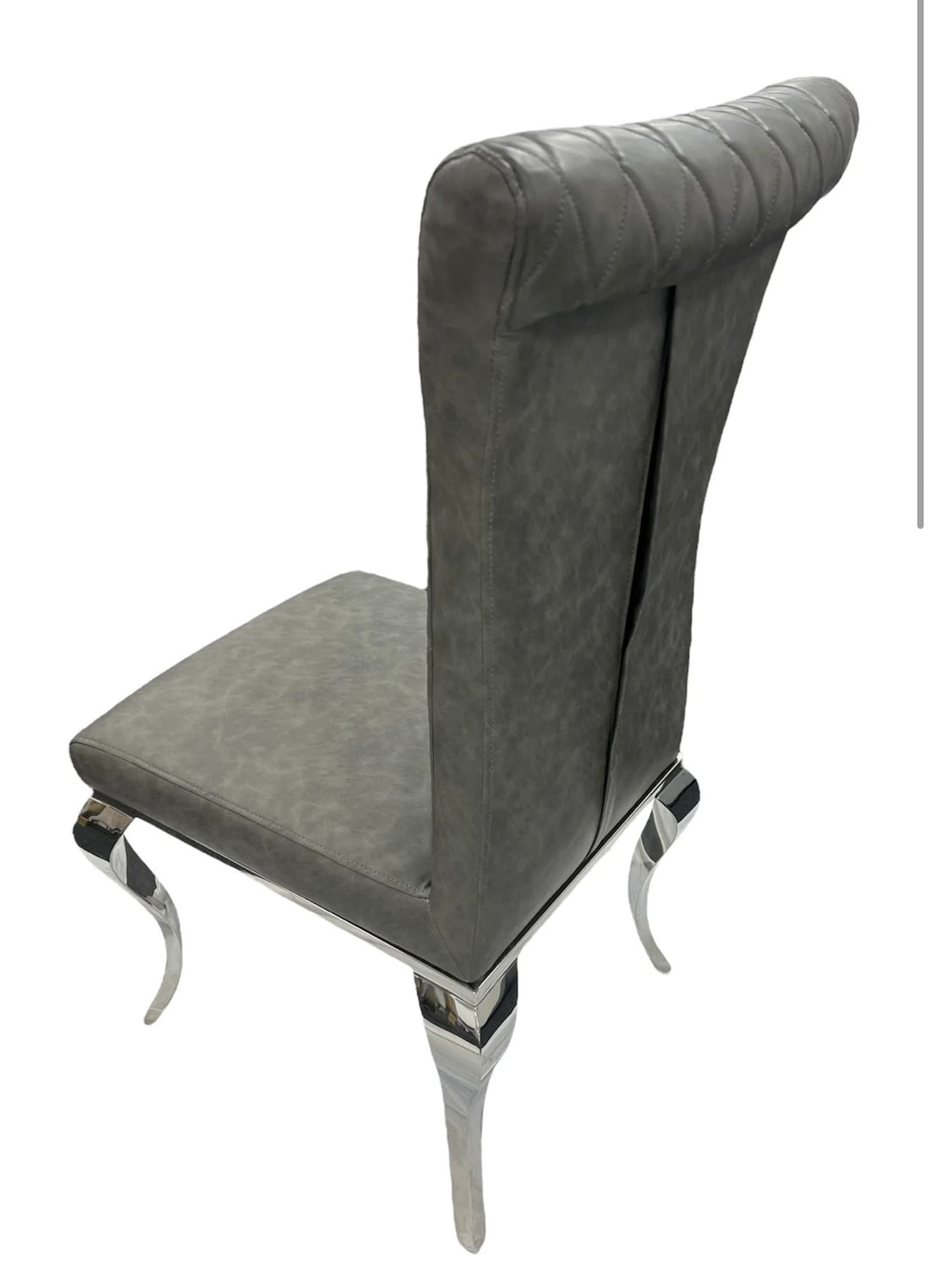 Rose 160cm Grey Marble Dining Table + London Leather Dark Grey Dining Chairs