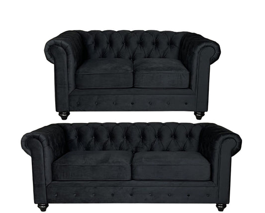 CHESTERFIELD Sofa 3+2 FABRIC – BLACK