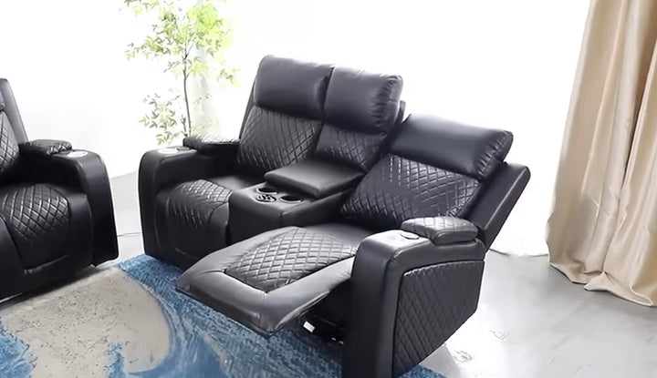 Black leather recliner sofa 