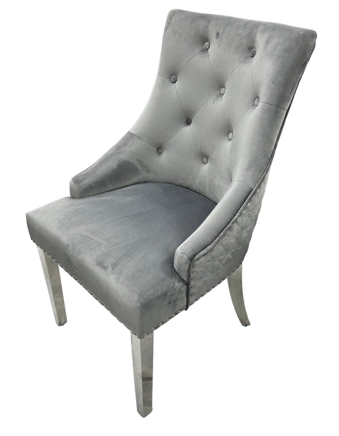 1.3M Chealse Round Marble Dining Set With Majestic Chairs Lion Knocker