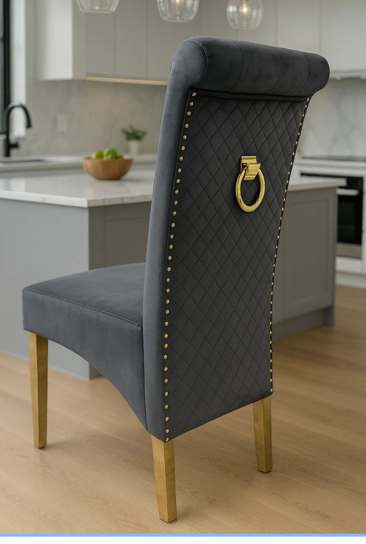 Louis Cream Gold Marble Dining Table + Sofia Cream And Gold Dining Chairs