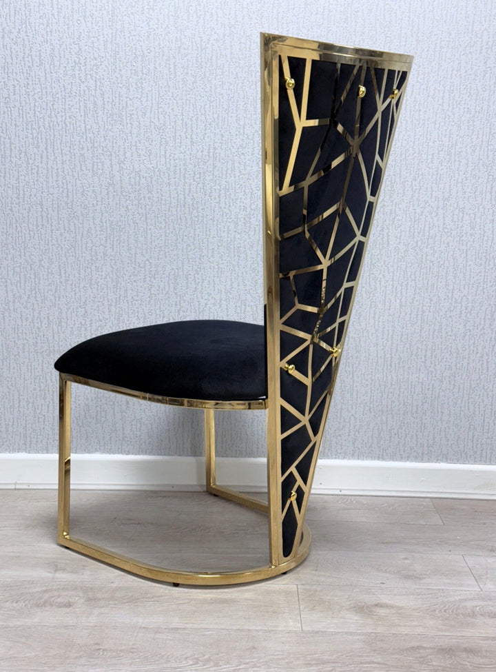 Rocco Marble Black & Gold Dining Table Set with Vienna Black & Gold Chairs – Luxury Marble Dining Set (160cm & 180cm)