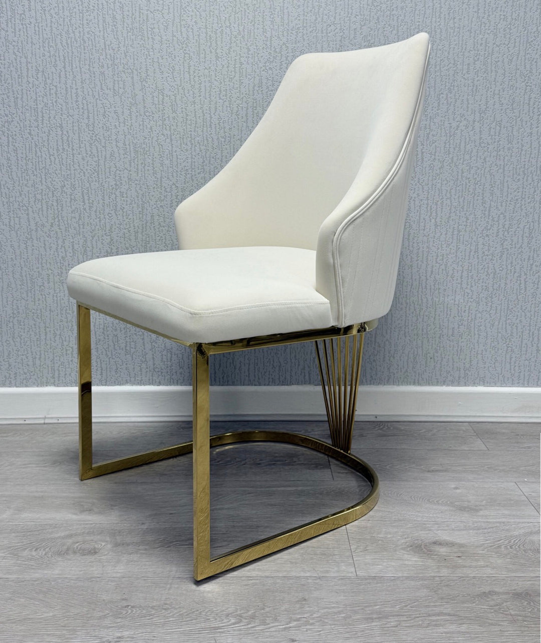 2M Monaco Gold Marble Dining Table Set With Gold Dining Chairs