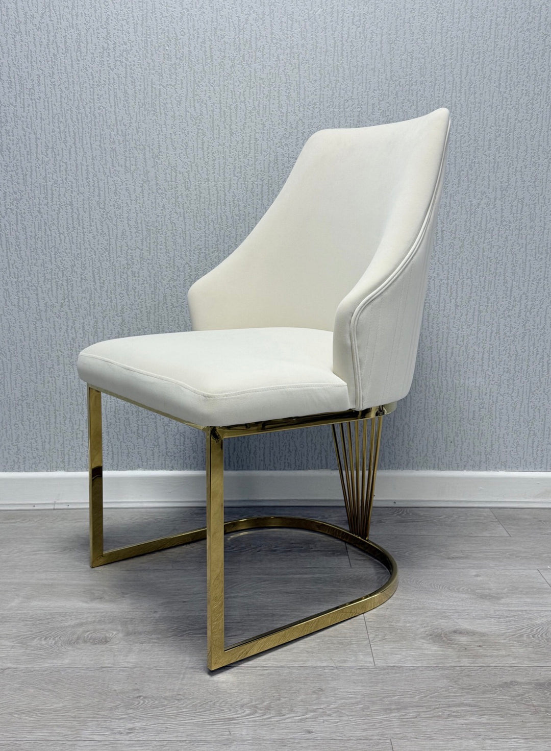 180cm & 200cm London Gold Marble Dining Table White & Gold with Chelmsford Mink & Gold Dining Chairs | Luxury Dining Set UK