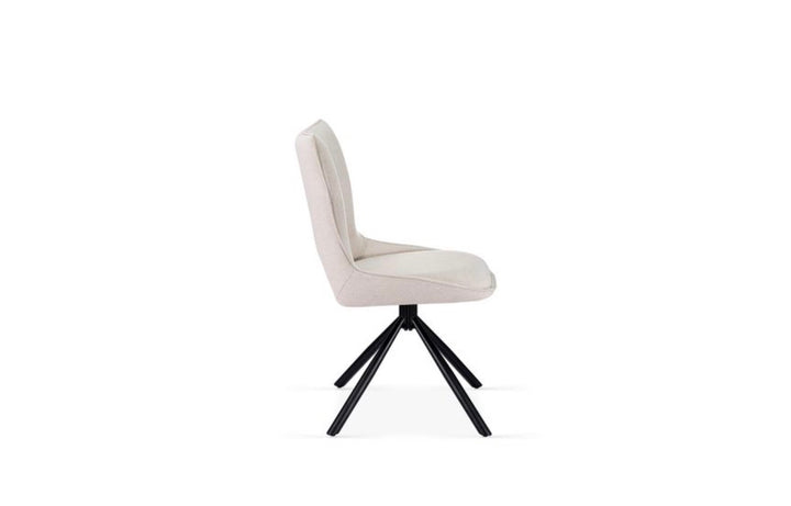 Alasgar Marble Dining Table 160cm White & Cream Pedestal Table with Roseland Beige 360 Swivel Chair Velvet Swivel Chairs Dining Set
