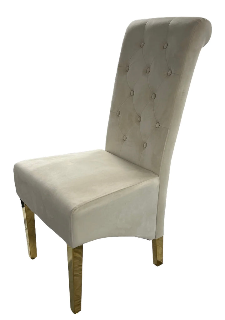 Arianna Gold Marble Dining Table + Sofia Black and Gold Dining chairs