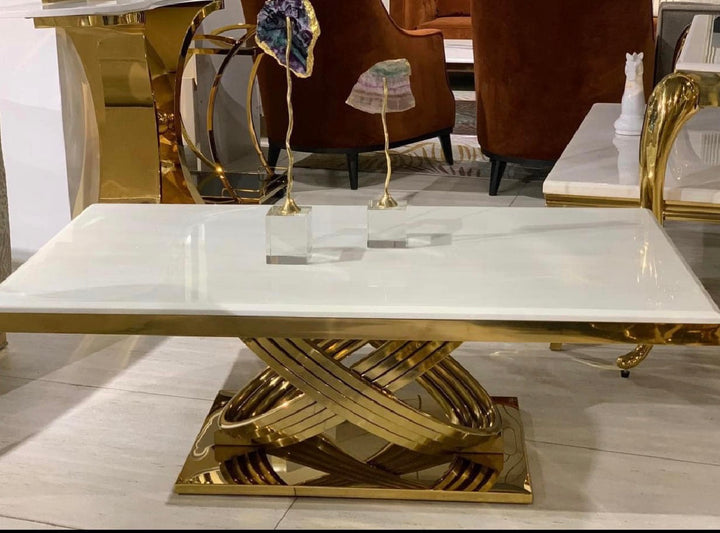 Rose Cream and Gold Coffee Table – Luxury Modern Design