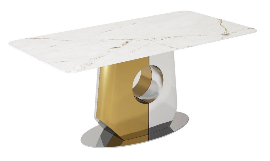 Madrid Grey and Gold Dining Table Set with Matching Dining Chairs – Luxury Modern Design