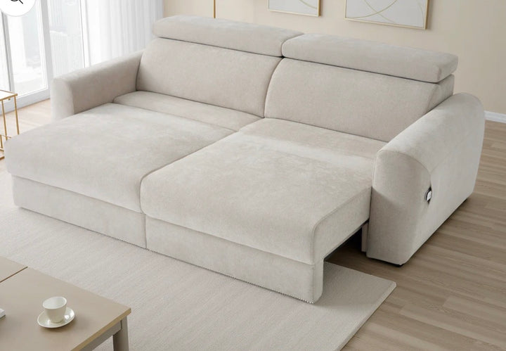 Dakot Electric Sofabed Beige 3 Seater | Power Reclining Sofa Bed | Modern Living Room Sofa
