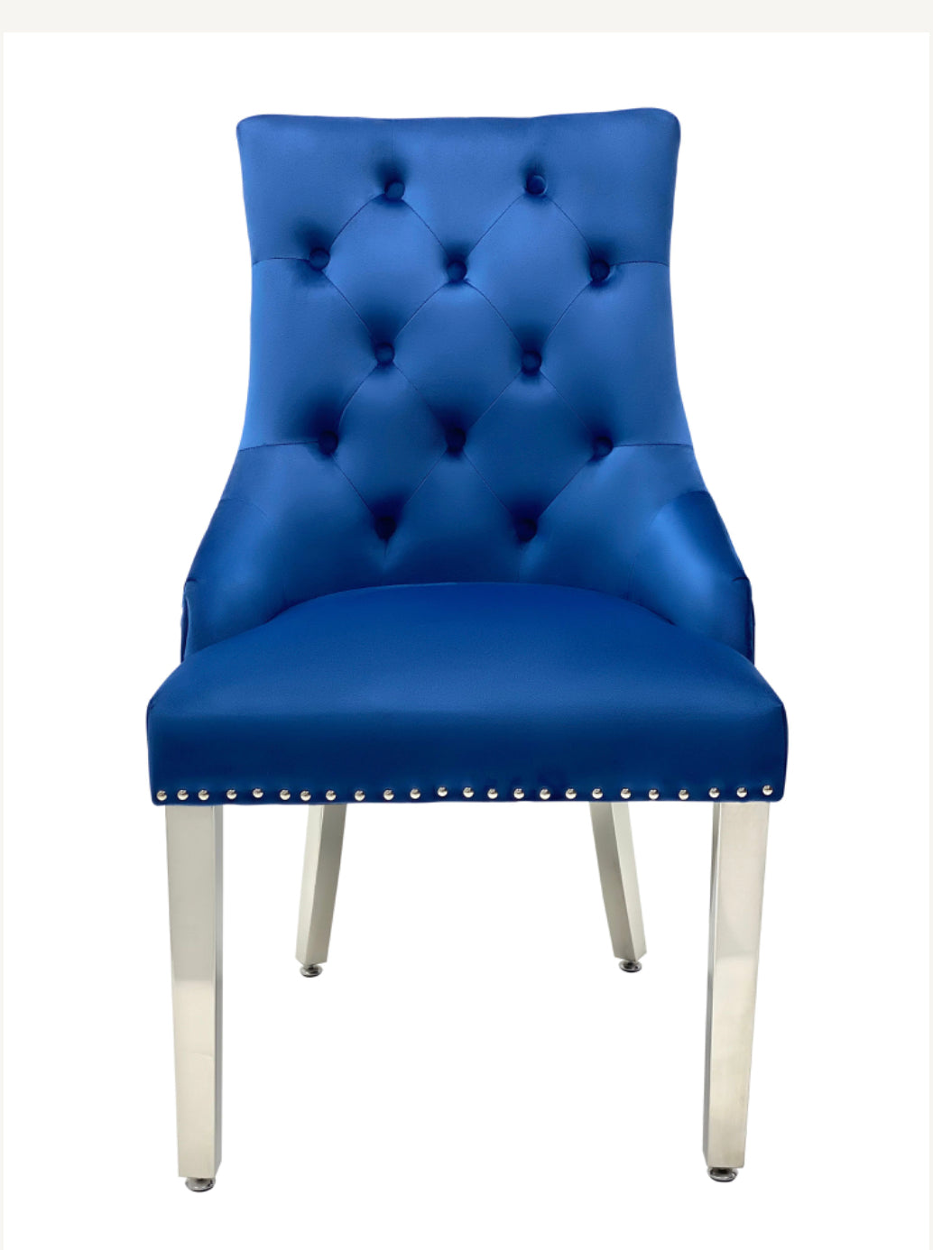 Louise Marble Dining Table with Majestic Blue Lion Knocker Chairs – Luxury Dining Set