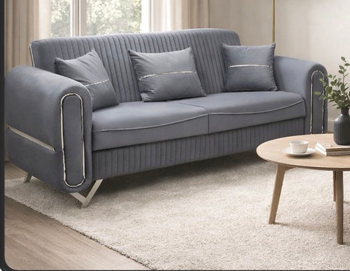Rose 3+2 Seater Dark Grey Turkish Sofa Bed with Storage