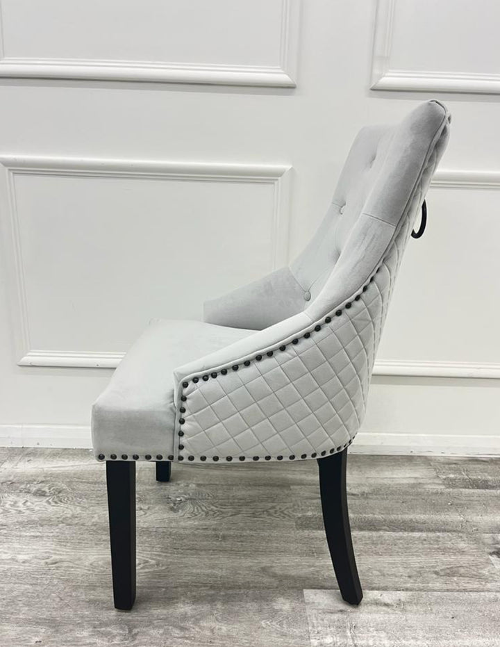Pair Of Bentley Light Grey Dining Chair Black Leg