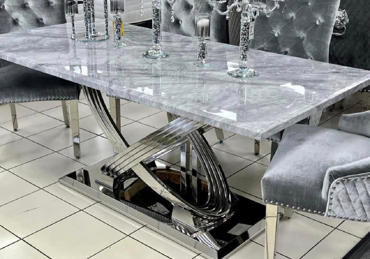 160cm Rose Grey Marble Dining Table