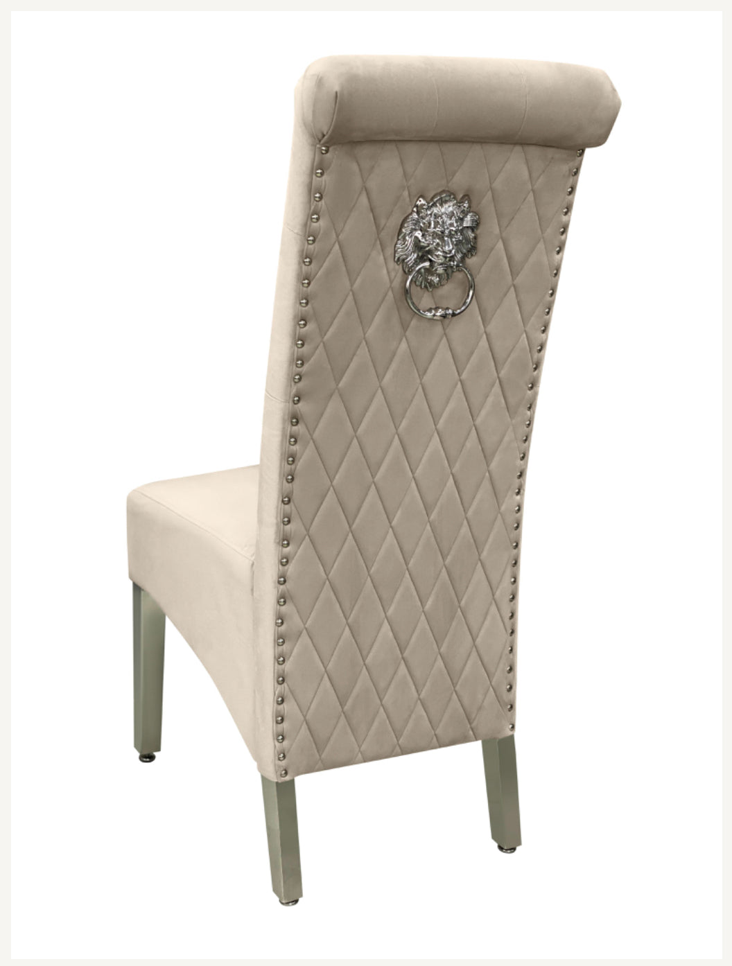 Rose 180cm Grey Marble Dining Table With Lion Knocker Dining Chairs