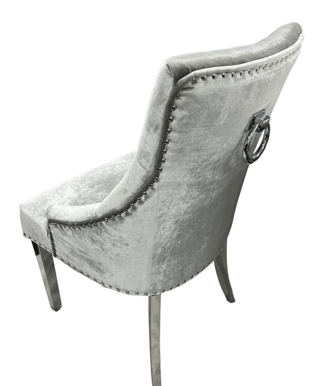 Rose 180cm Grey Marble Dining Table With Lion Knocker Dining Chairs