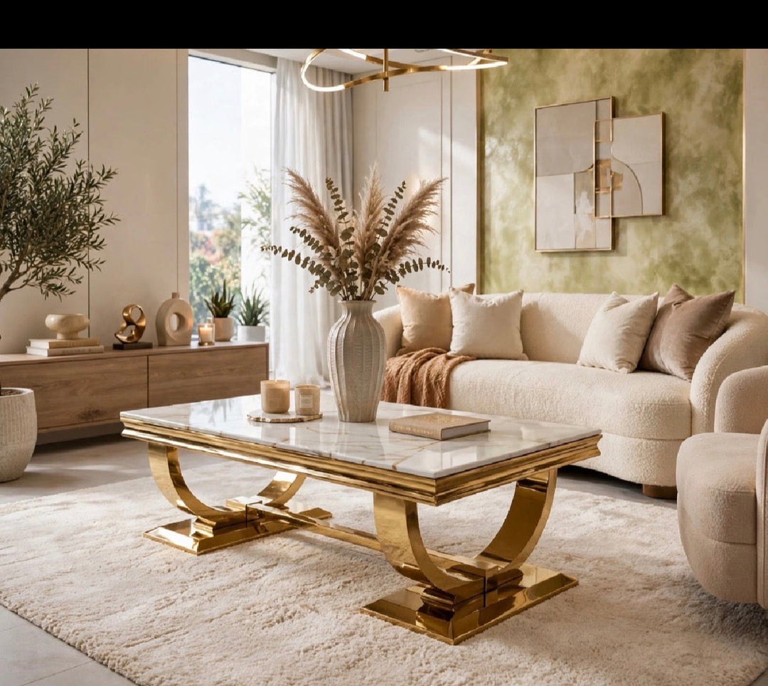 120x60cm White & Gold Marble Top Only