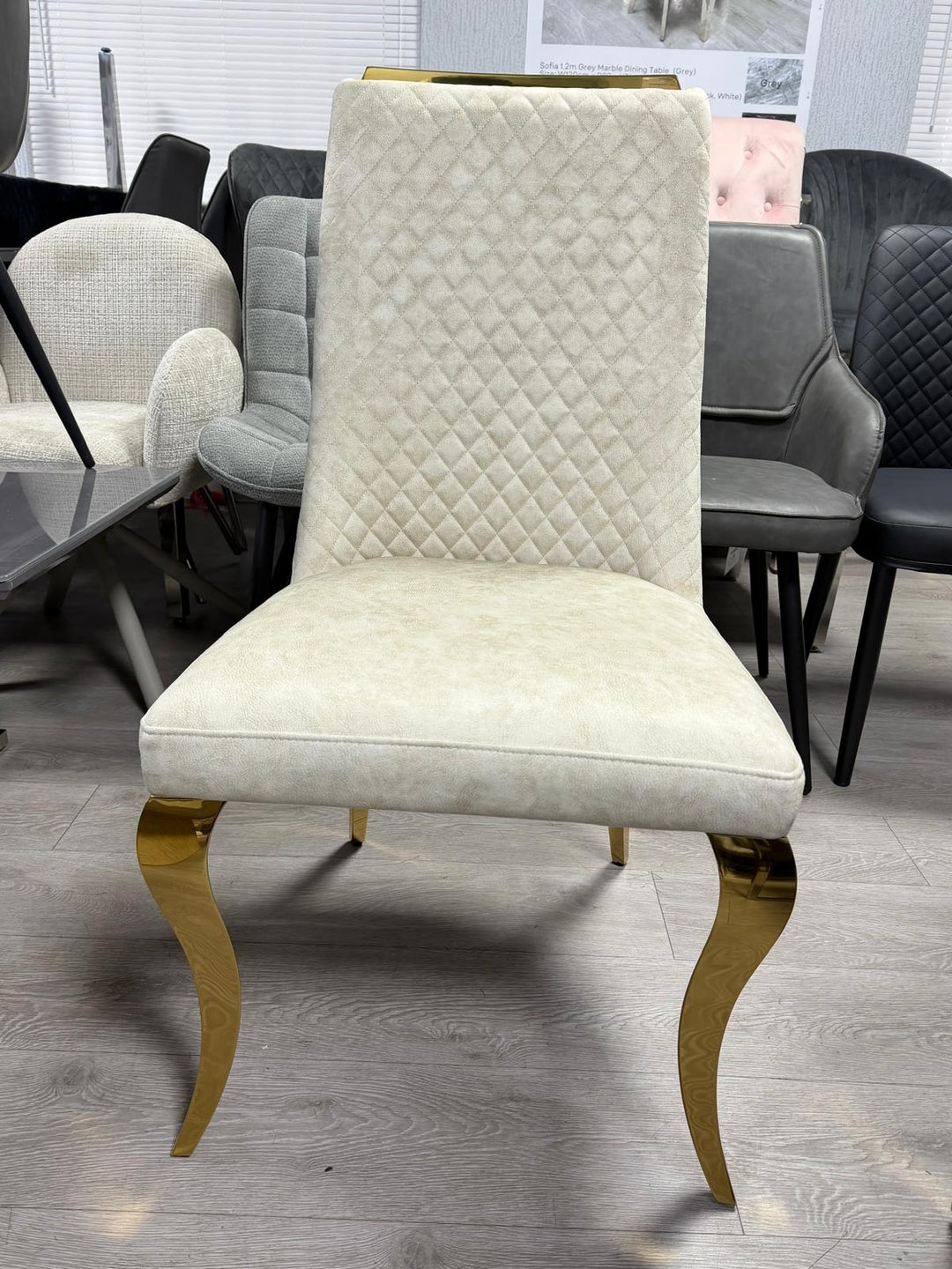 Luxury Cream & Gold Round Dining Table Set 110cm with Ruby Cream & Gold Velvet Dining Chairs – Modern Glam Dining Furniture UK