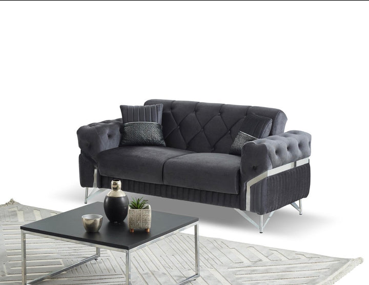 Marbela Dark Grey Turkish Sofa Bed Set – 3 Seater & 2 Seater – UK Living Room Furniture