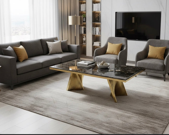 Rocco Black & Gold Marble Coffee Table